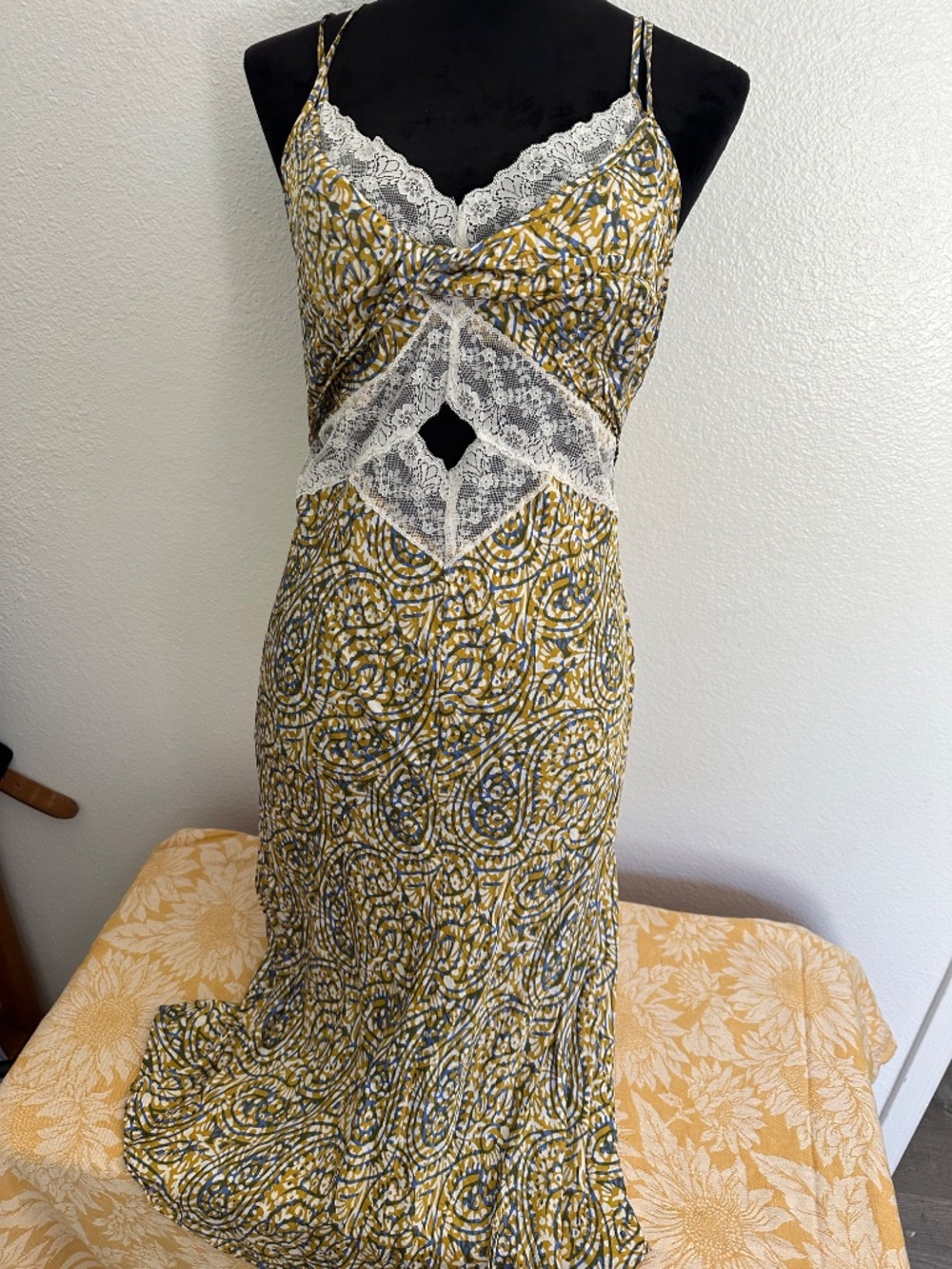 Anthropologie Lace Inset Slip Midi Dress - Picture 2 of 8